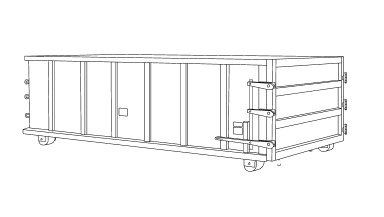 Line drawing of a roll-off dumpster